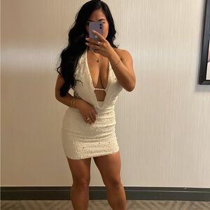 Deep Plunge Embellished Dress